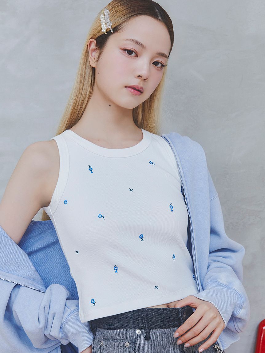 FURFUR「フラワー刺繍タンクトップ」|タンクトップ|WHT
