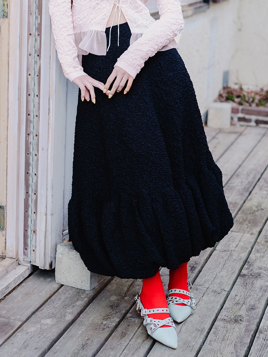 FURFUR「バルーンヘムロングスカート」|スカート|BLK