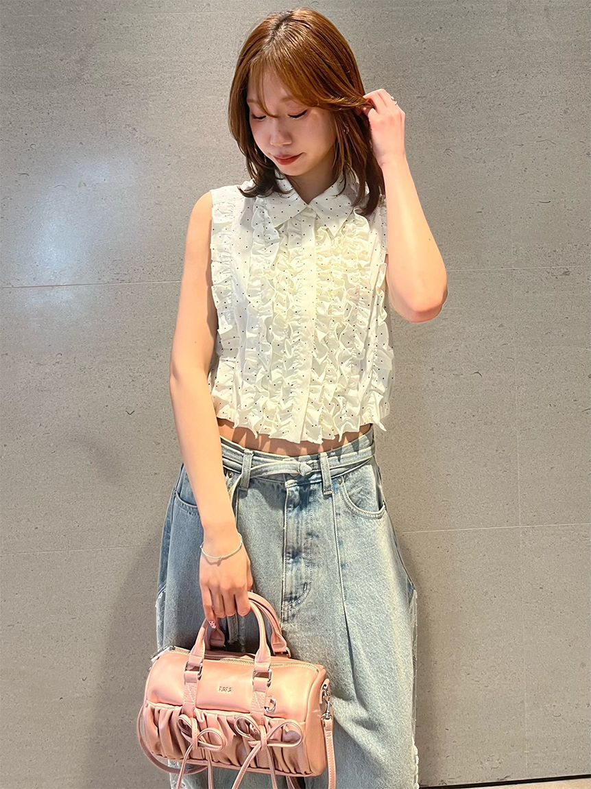 FURFUR「ノースリーブフリルブラウス」|シャツ・ブラウス|