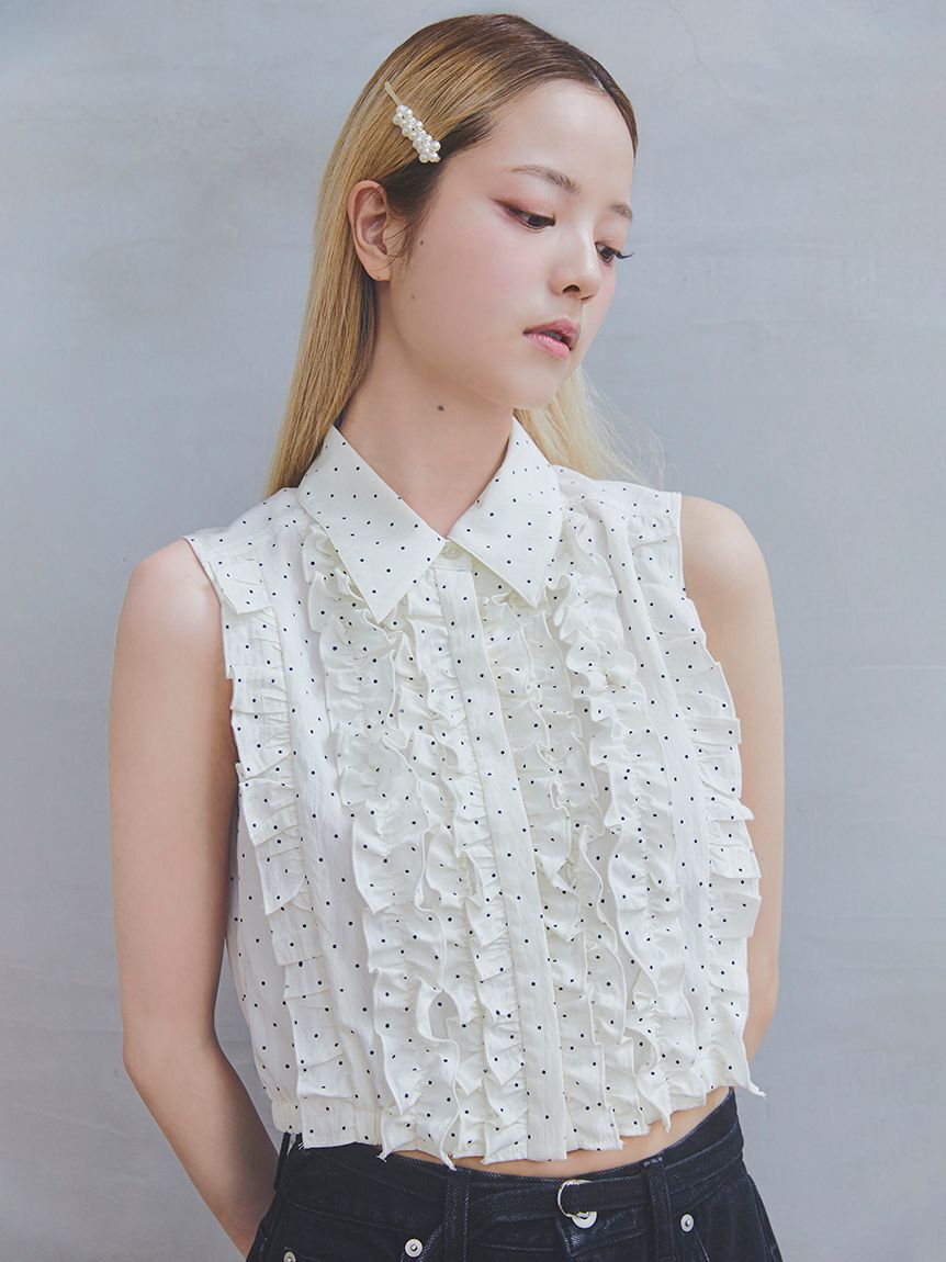 FURFUR「ノースリーブフリルブラウス」|シャツ・ブラウス|