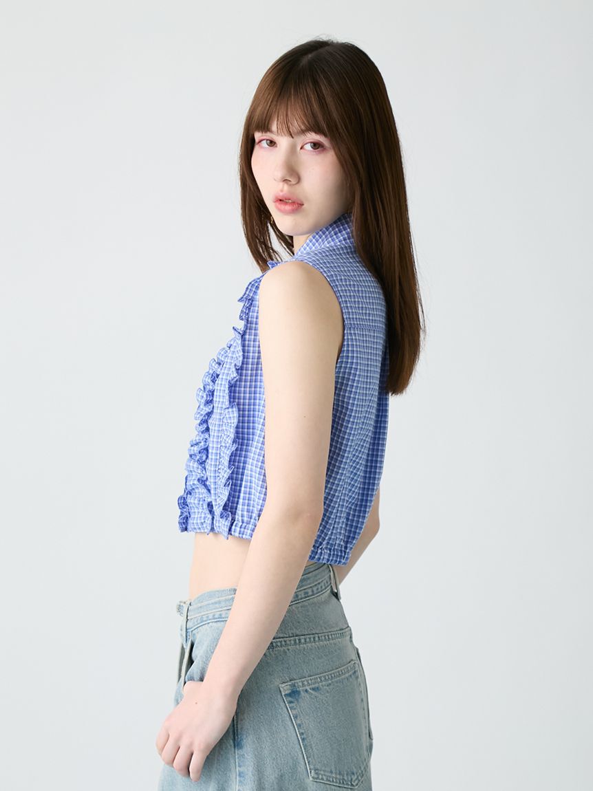 FURFUR「ノースリーブフリルブラウス」|シャツ・ブラウス|