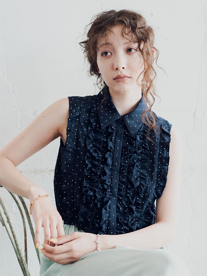 FURFUR「ノースリーブフリルブラウス」|シャツ・ブラウス|NVY
