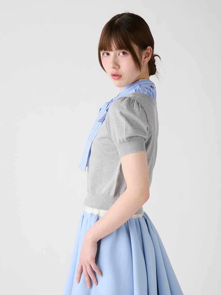 FURFUR「【限定カラー】ボウタイドッキングニットトップス〈マシンウォッシャブル〉」|ニット・セーター|