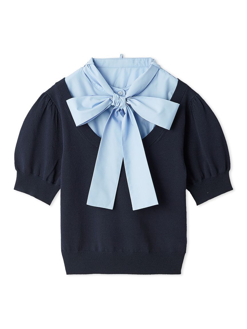 FURFUR「【限定カラー】ボウタイドッキングニットトップス〈マシンウォッシャブル〉」|ニット・セーター|