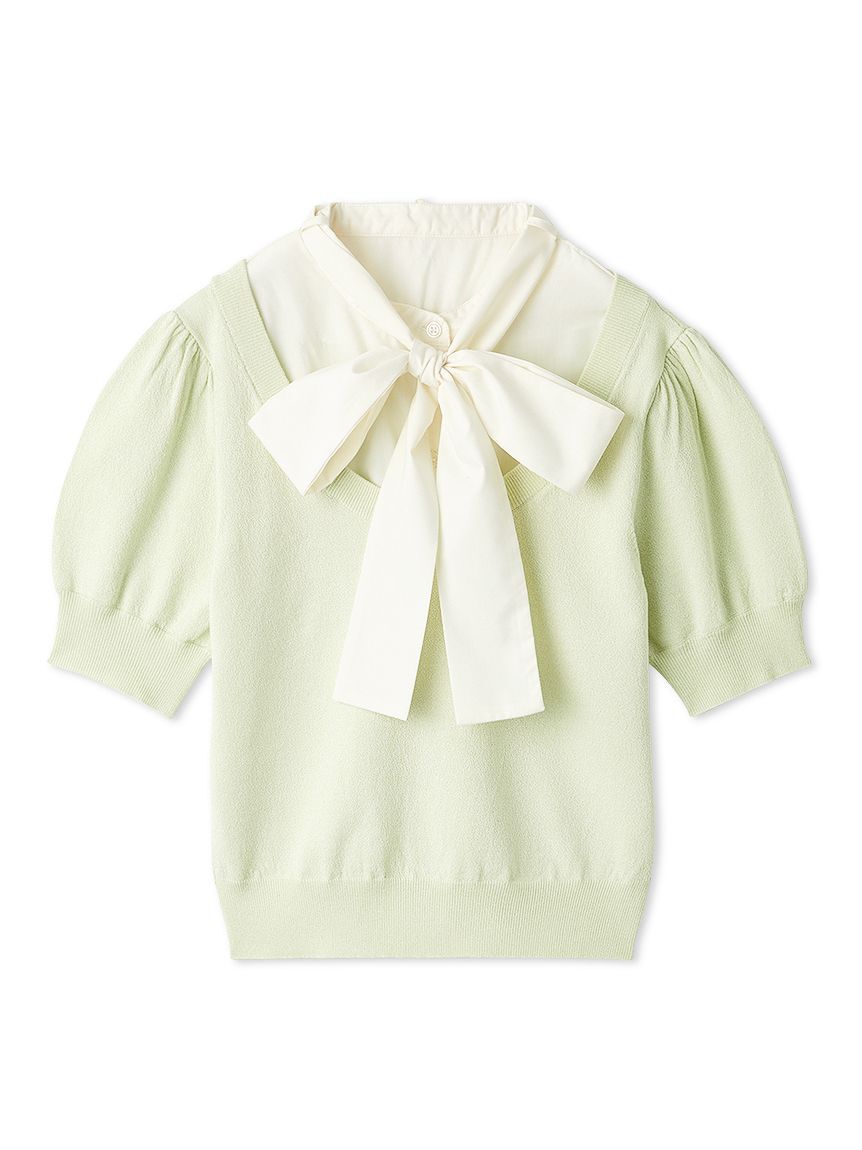 FURFUR「【限定カラー】ボウタイドッキングニットトップス〈マシンウォッシャブル〉」|ニット・セーター|LIME