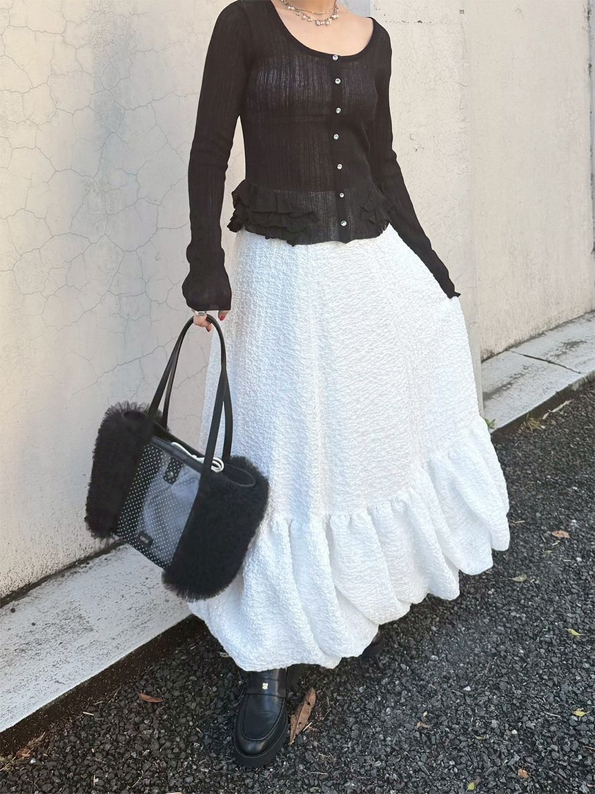 FURFUR「フリルペプラムカーディガン」|カーディガン|