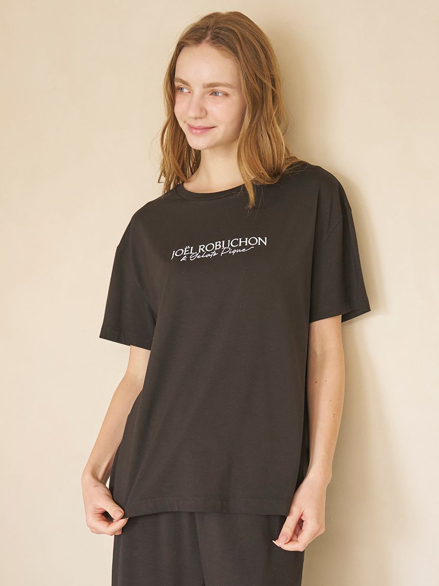 gelato pique「【JOEL ROBUCHON】【持続冷感】ロゴプリントTシャツ」|ルームウェア|BLK