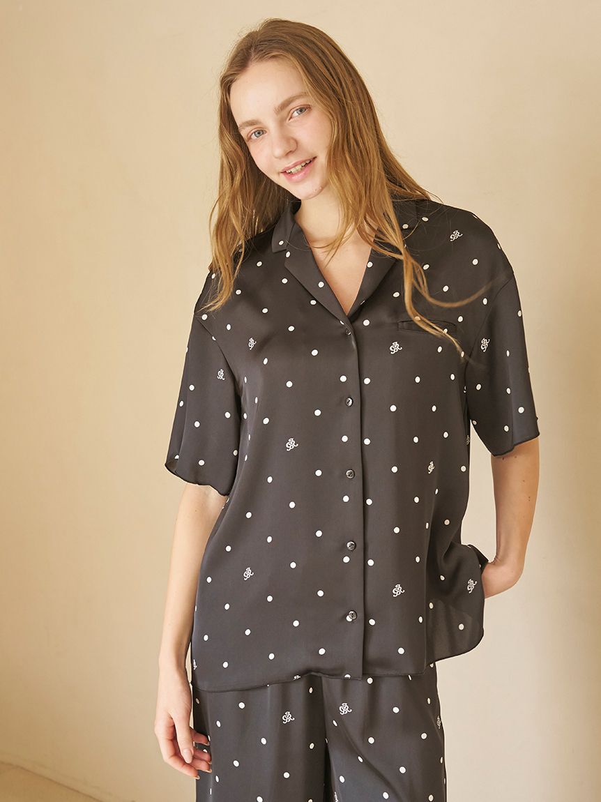 gelato pique「【JOEL ROBUCHON】ドット柄サテンシャツ」|ルームウェア|