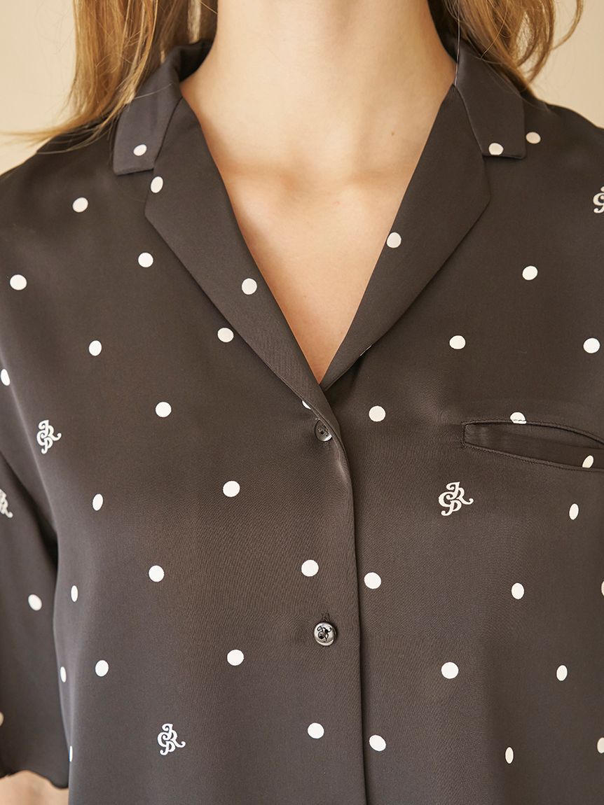 gelato pique「【JOEL ROBUCHON】ドット柄サテンシャツ」|ルームウェア|