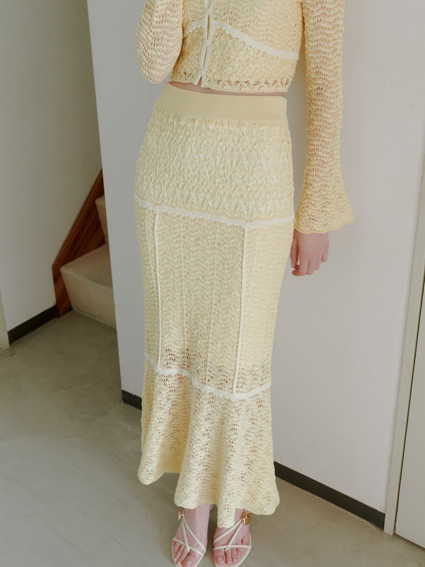 SNIDEL「クロシェニットスカート」|スカート|YEL