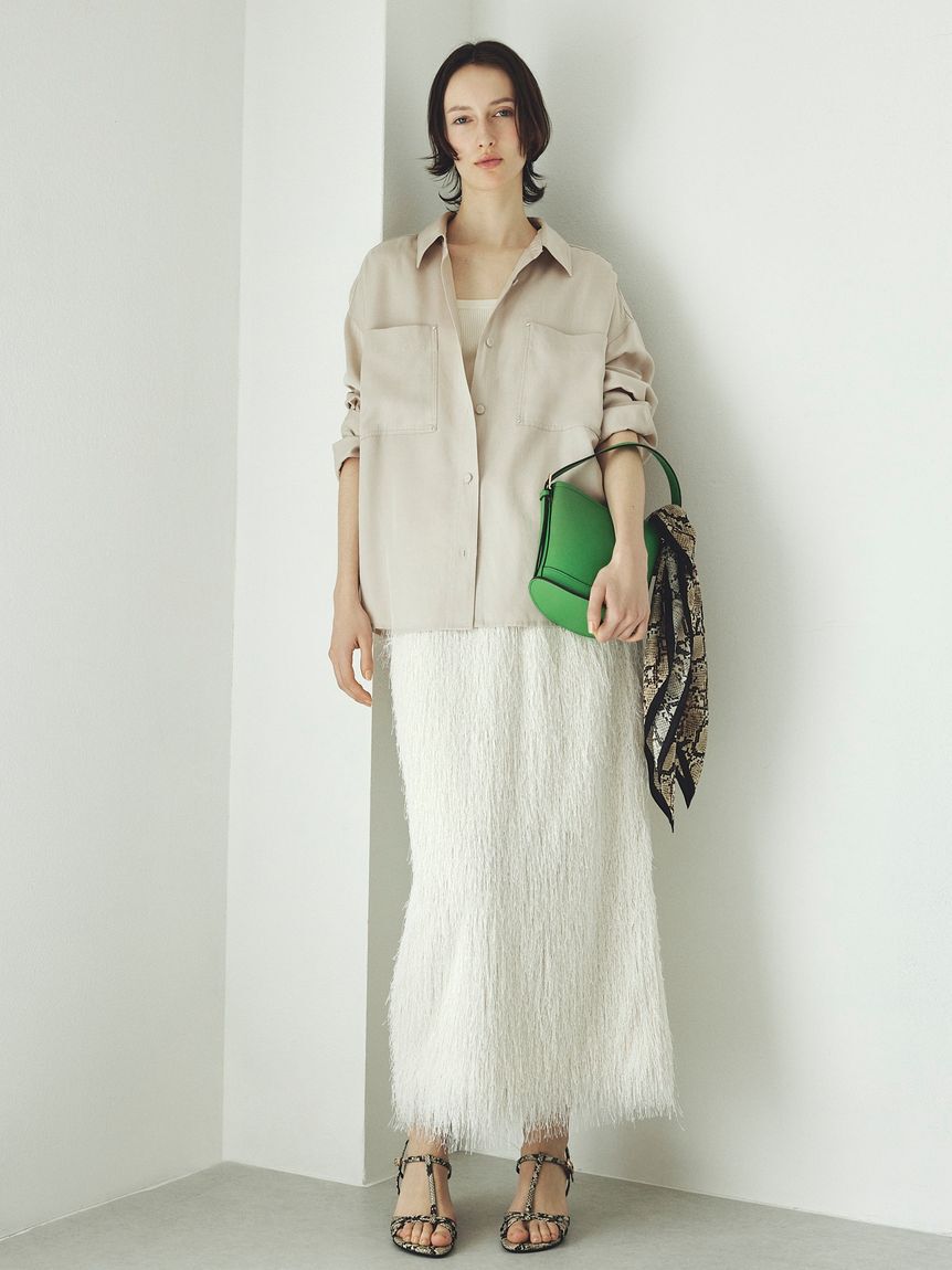 FRAY I.D「シャギージャガードストレートスカート」|スカート|WHT