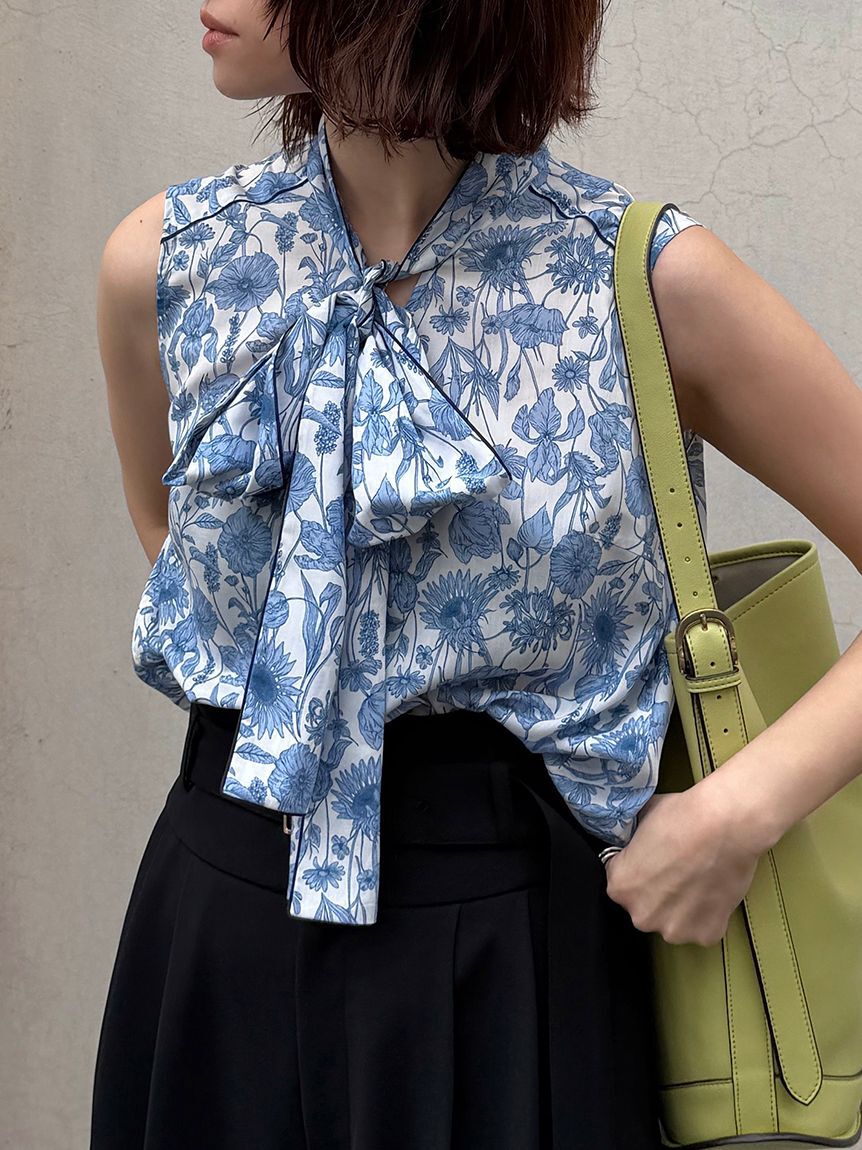 FRAY I.D「【FRAY I.D MADE WITH LIBERTY FABRIC】ボウタイブラウス／ウォッシャブル」|シャツ・ブラウス|BLU