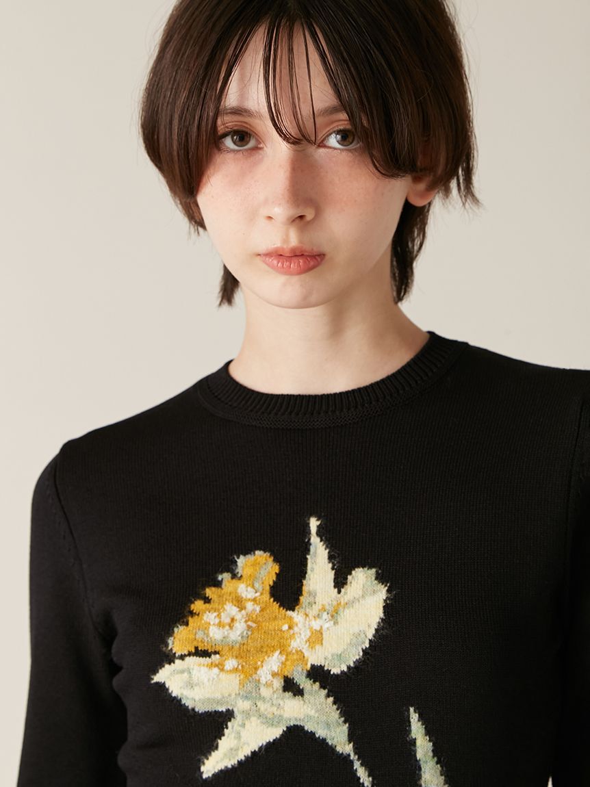 LILY BROWN「スイセンモチーフニットワンピース」|ワンピース|