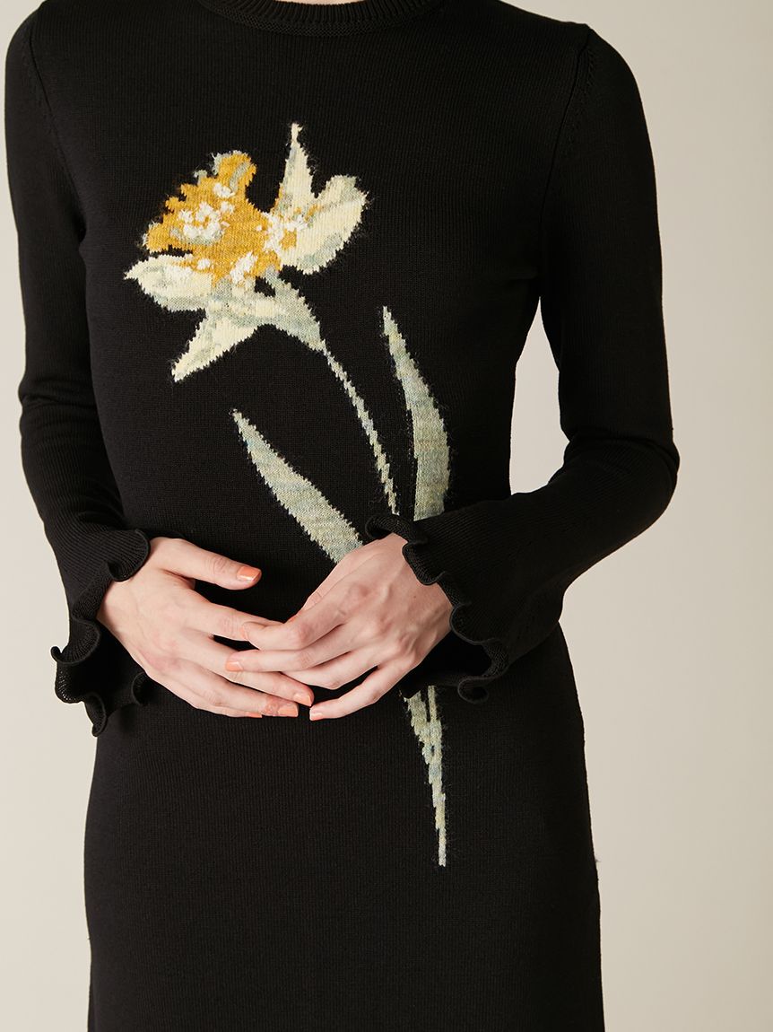 LILY BROWN「スイセンモチーフニットワンピース」|ワンピース|