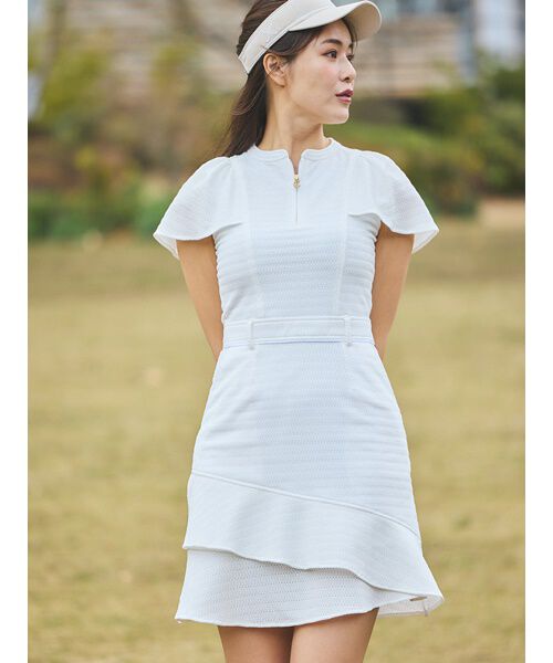 CELFORD「【CELFORD GOLF】ストレッチレース袖フレアワンピース」|ワンピース|