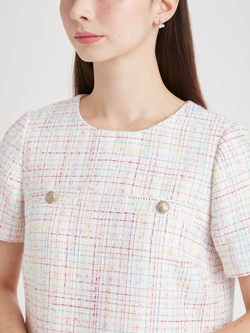 CELFORD「【セットアップ対応】ハーフスリーブツイードミニワンピース」|ワンピース|