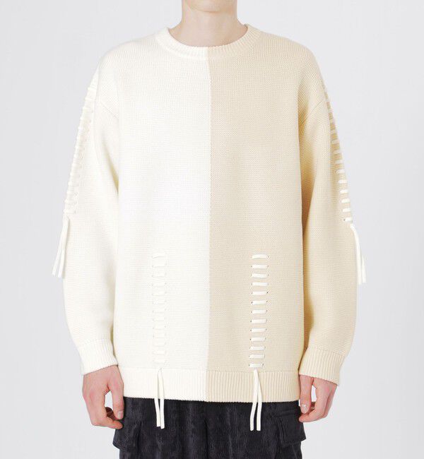  「バイカラーポイントスレッドプルオーバー」|ニット・セーター|