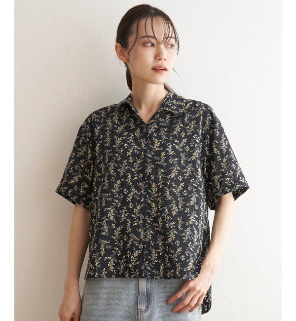 ikka「スズヤカオープンカラ－シャツ」|シャツ・ブラウス|ネイビー