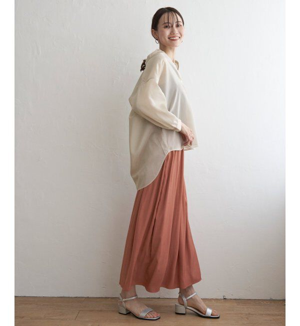 ikka「シアストライプバンドカラーシャツ」|シャツ・ブラウス|