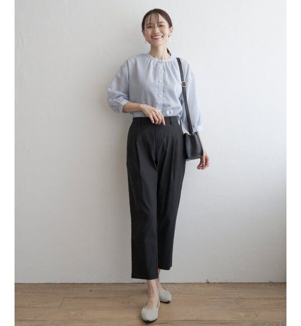 ikka「シアストライプバンドカラーシャツ」|シャツ・ブラウス|