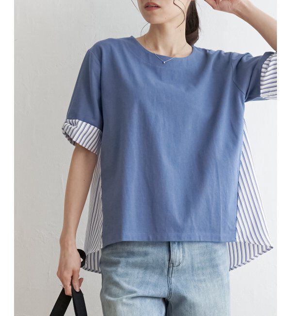 ikka「袖リボン切り替えプルオーバー」|その他|スカイブルー