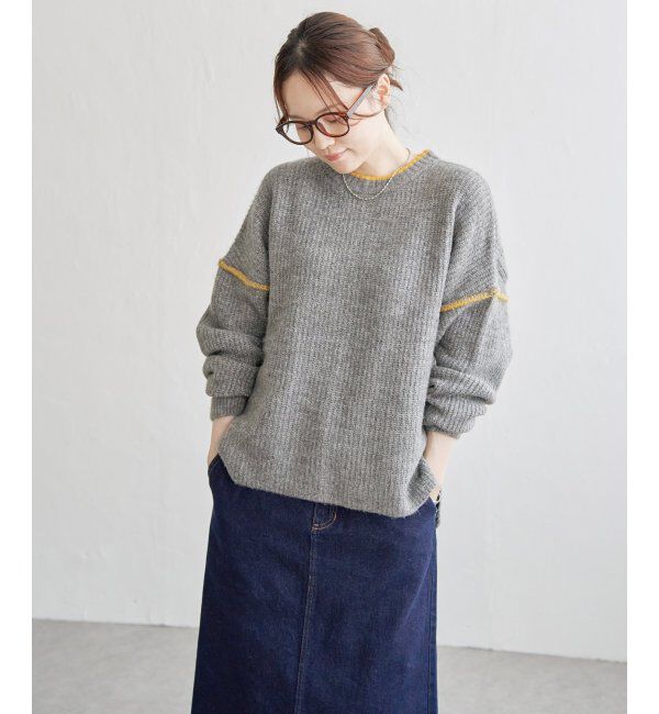 Lbc with Life「配色ステッチ畦ニットプルオーバー」|カーディガン|
