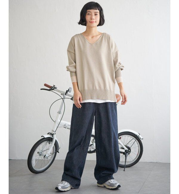 Lbc with Life「レーヨンポリV袖チュールニット」|カーディガン|