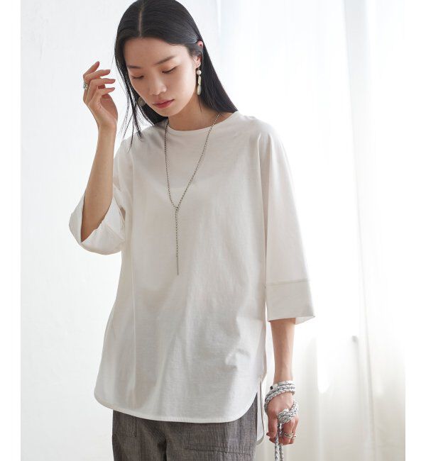 Lbc with Life「シルケット裾ラウンド袖切り替えTシャツ」|Tシャツ・カットソー|