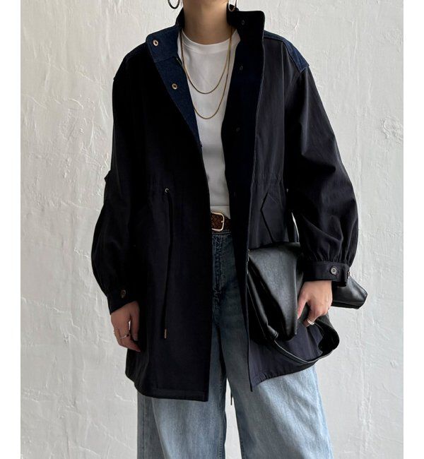 Lbc with Life「デニム切り替えモッズコート」|ブルゾン・スタジャン|