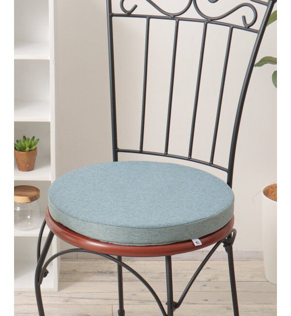 Lbc with Life「スラブ&ヘリンボンシートクッション ラウンド H4cm」|クッション・クッションカバー|ブルー