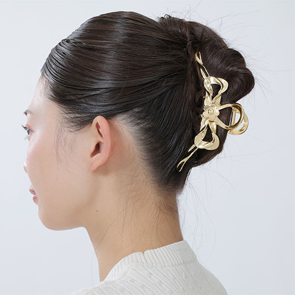 MARY QUANT「メタルビッグリボン バンスクリップ」|その他|ゴールド