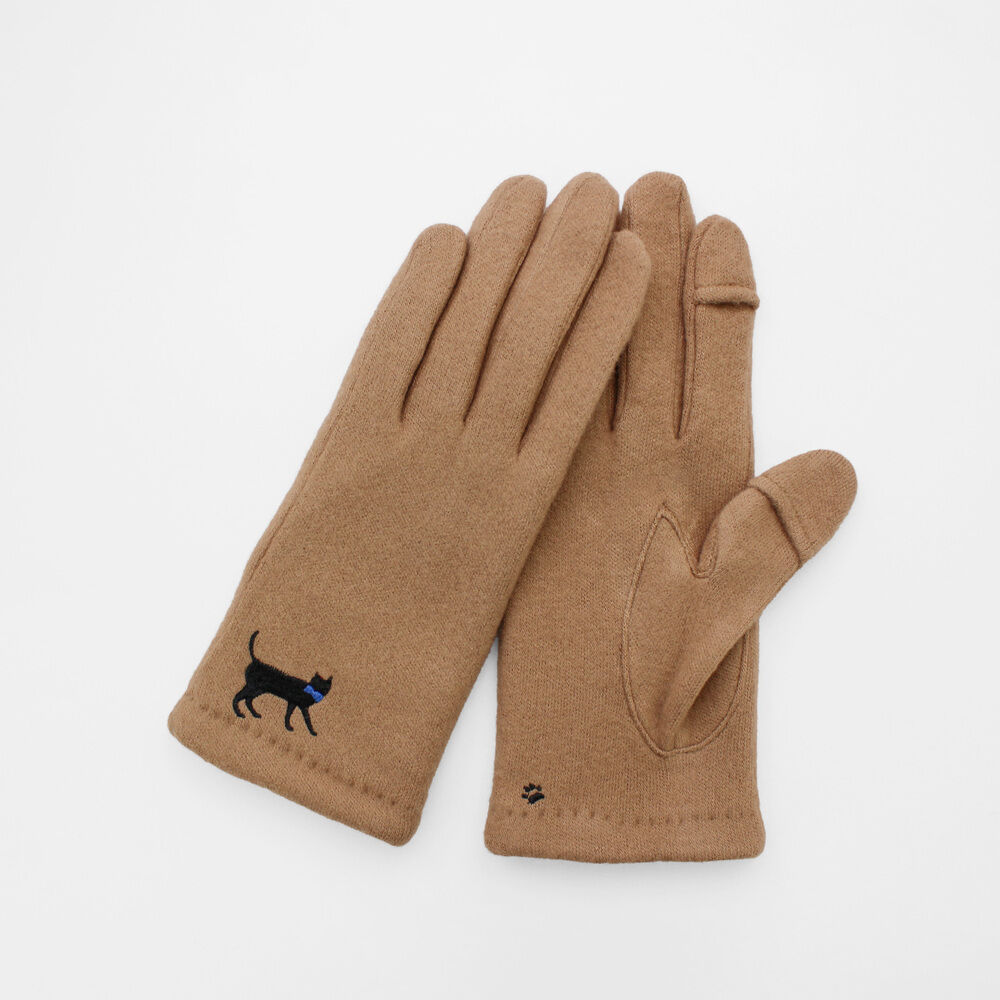 BACKYARD FAMILY「クロダ 手袋 レディース 通販 グローブ 手ぶくろ 暖かい かわいい ねこ スマートフォン対応」|手袋|ブラウン1