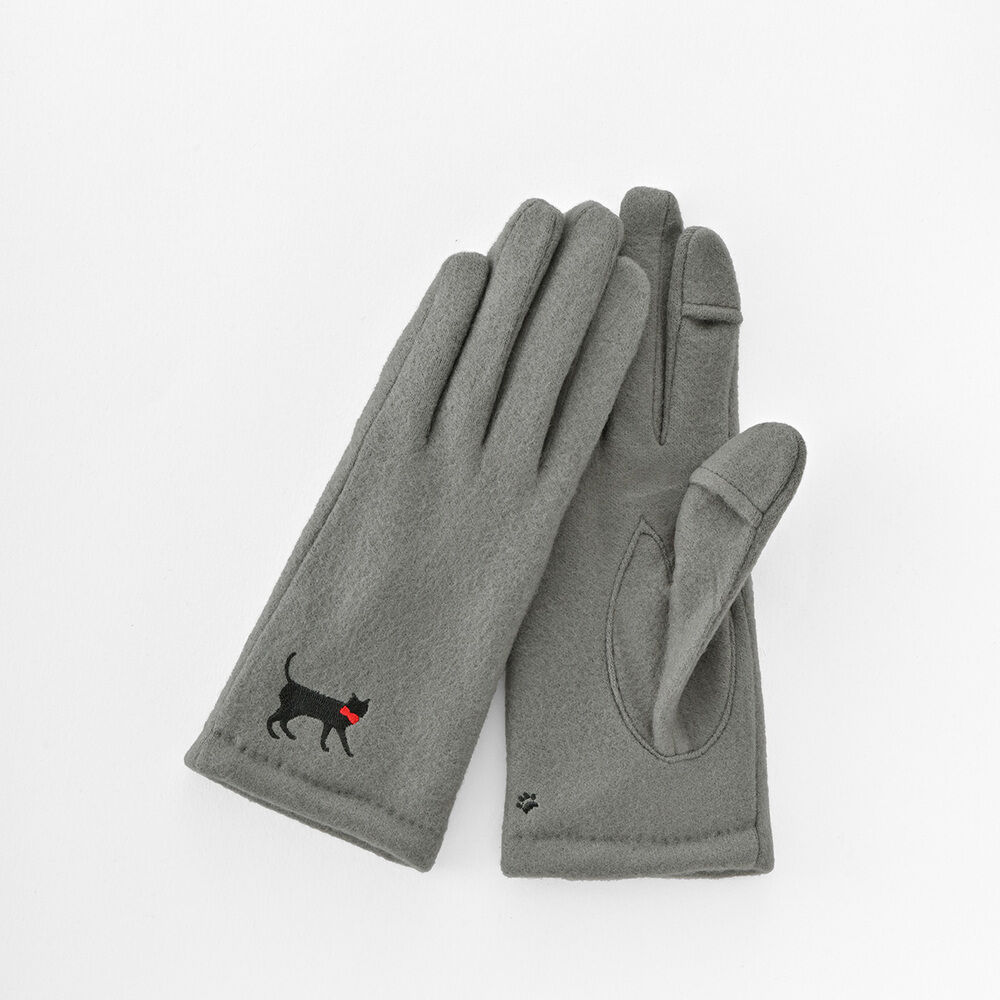 BACKYARD FAMILY「クロダ 手袋 レディース 通販 グローブ 手ぶくろ 暖かい かわいい ねこ スマートフォン対応」|手袋|グレー1