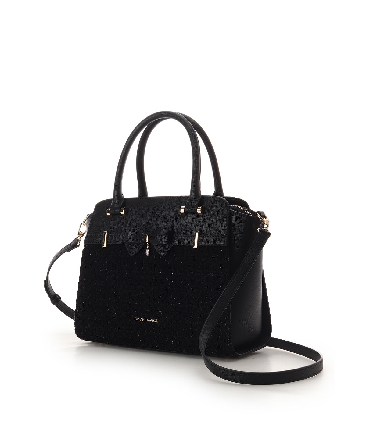 Samantha Vega「ラメツイードアクセントリボンハンドバッグ」|ハンドバッグ|
