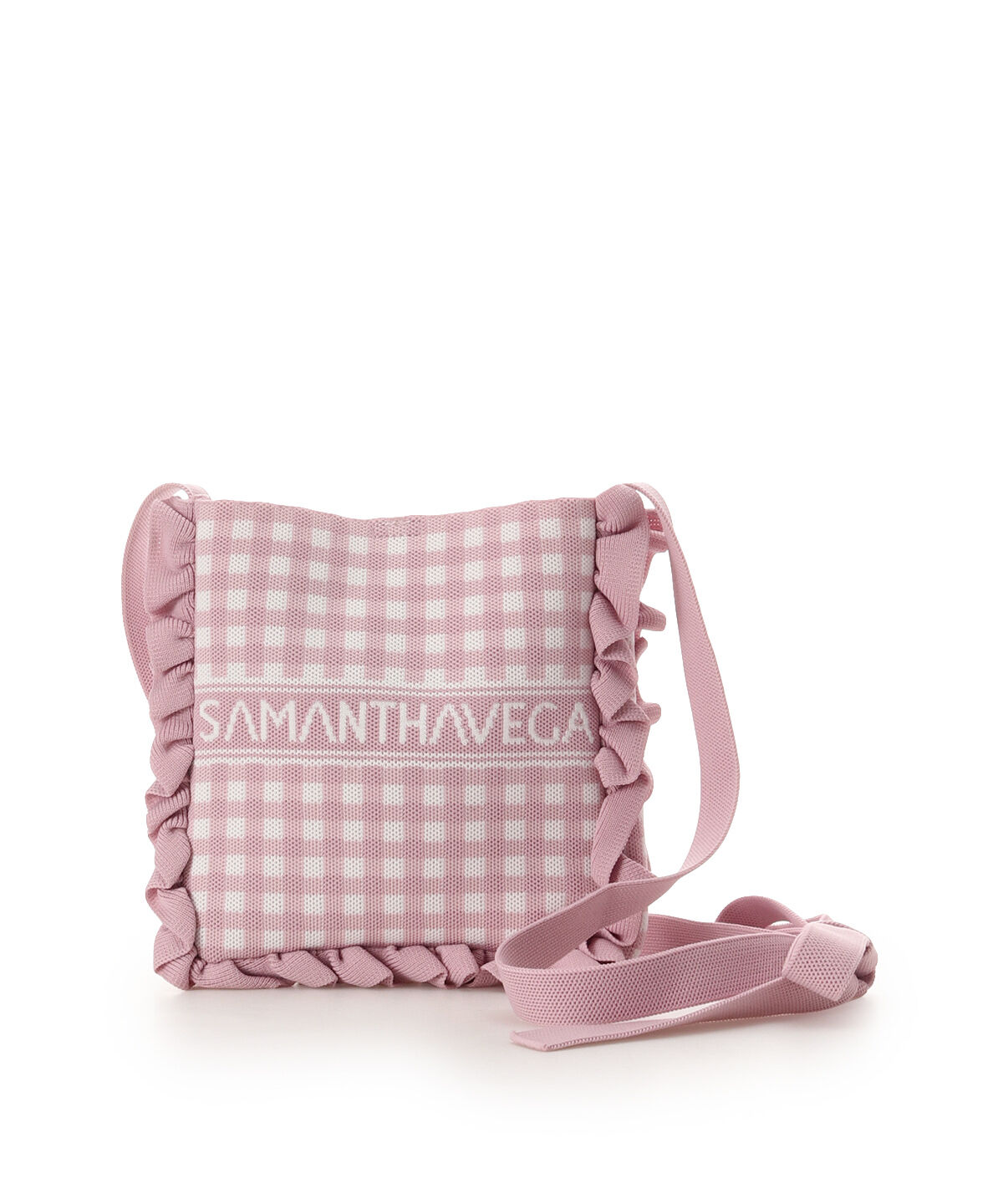Samantha Vega「ニットギンガムショルダーバッグ」|ショルダー・メッセンジャー|ピンク