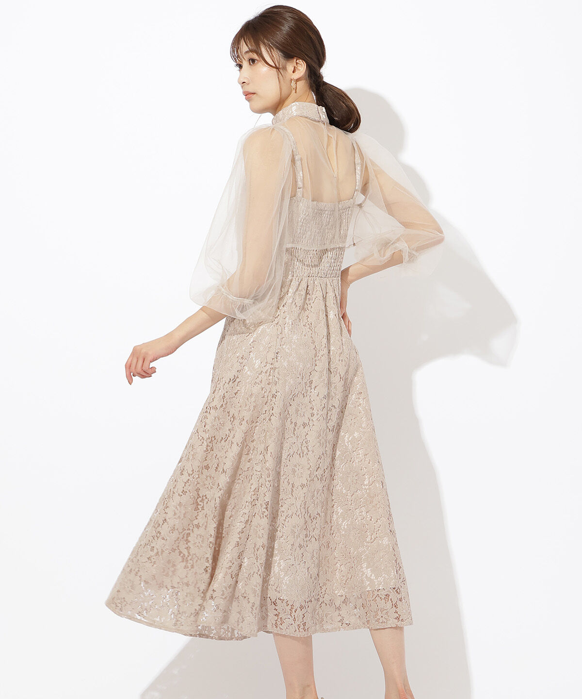 アンドクチュール「チュールブラウスレイヤーレースドレス」|ドレス|
