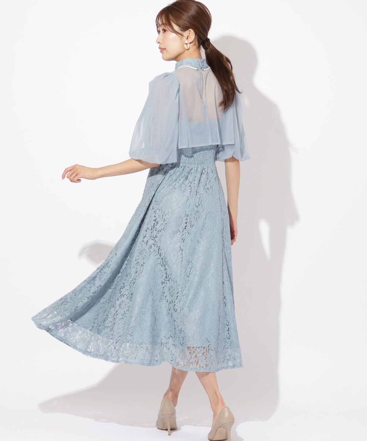 アンドクチュール「チュールブラウスレイヤーレースドレス」|ドレス|