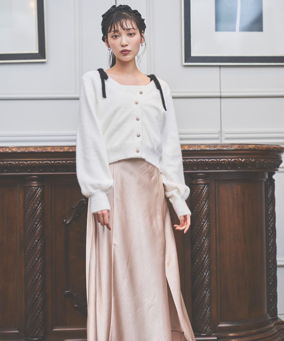 アンドクチュール「サテンバイアススカート」|フレア|