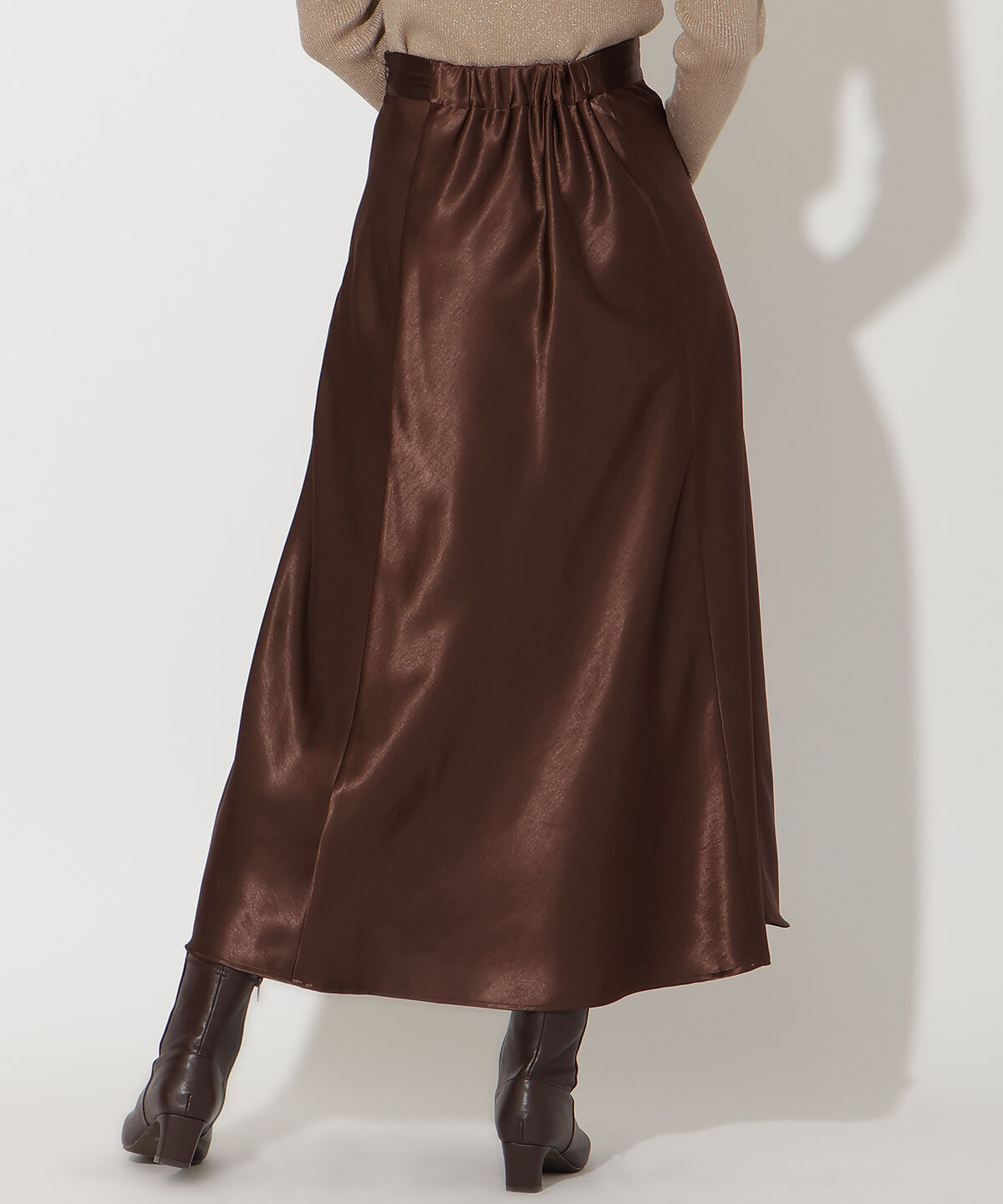 アンドクチュール「サテンバイアススカート」|フレア|