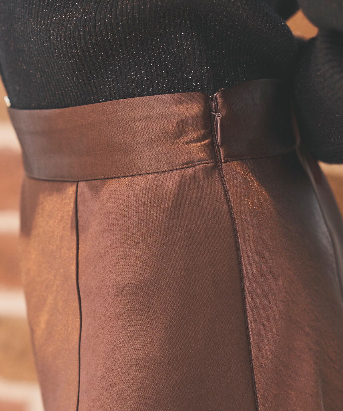 アンドクチュール「サテンバイアススカート」|フレア|