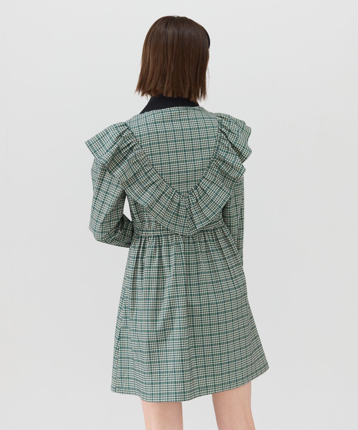 REDYAZEL「チェックフロントジップフリルミニシャツワンピース」|ワンピース|