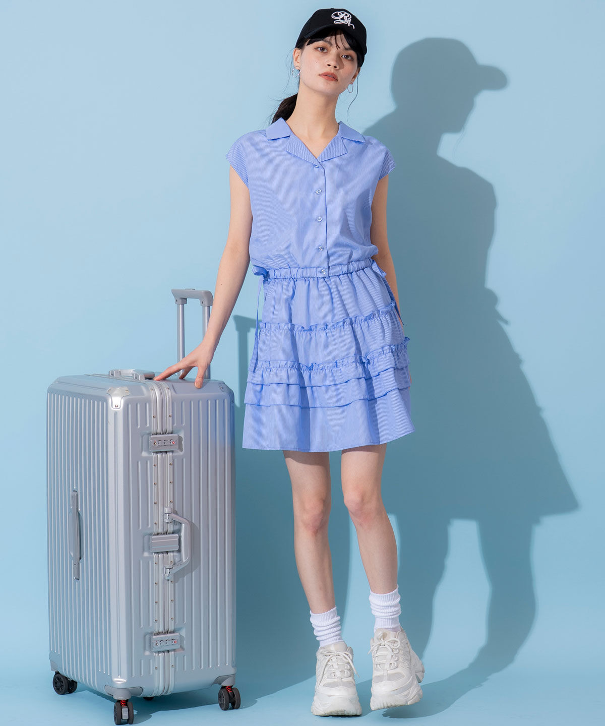 REDYAZEL「ストライプブラウス&times;ティアードスカートセットアップ」|ワンピース|