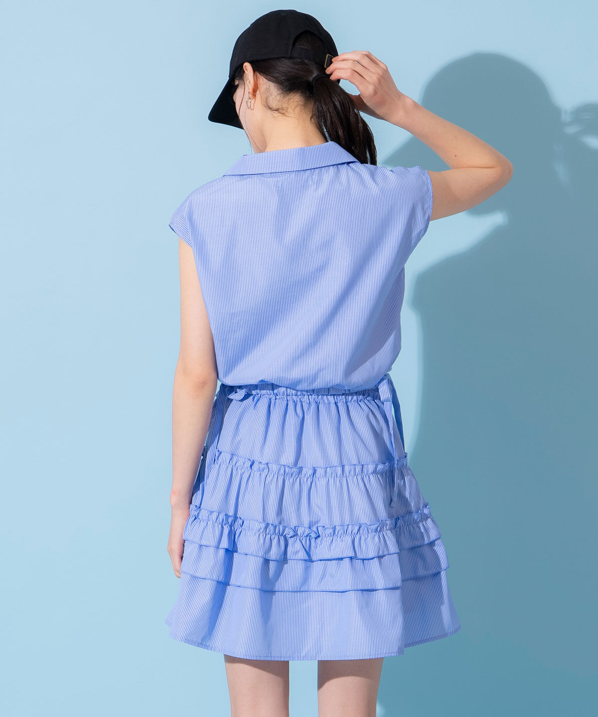 REDYAZEL「ストライプブラウス&times;ティアードスカートセットアップ」|ワンピース|