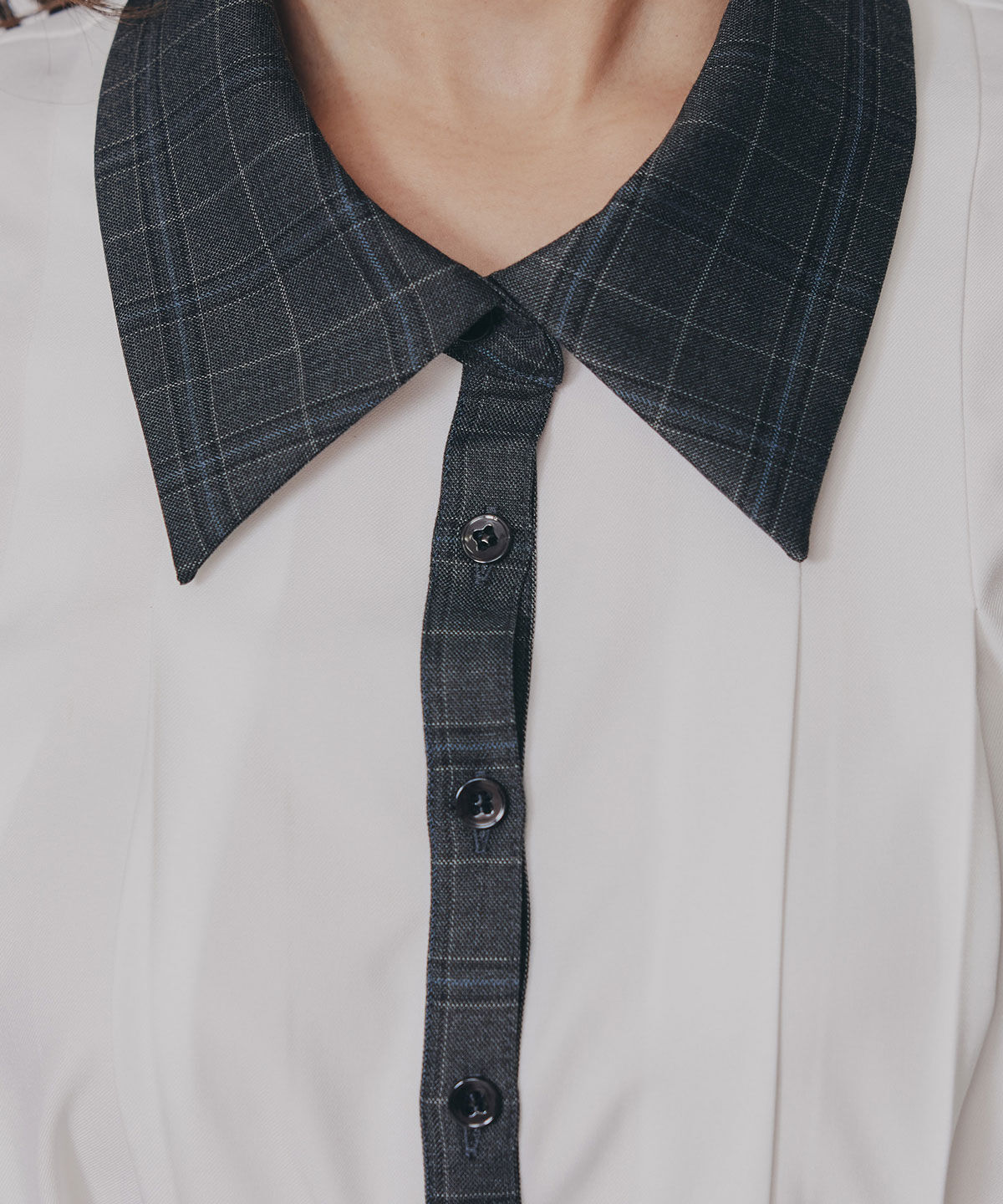 REDYAZEL「チェックバイカラーリボンタイブラウス」|シャツ・ブラウス|