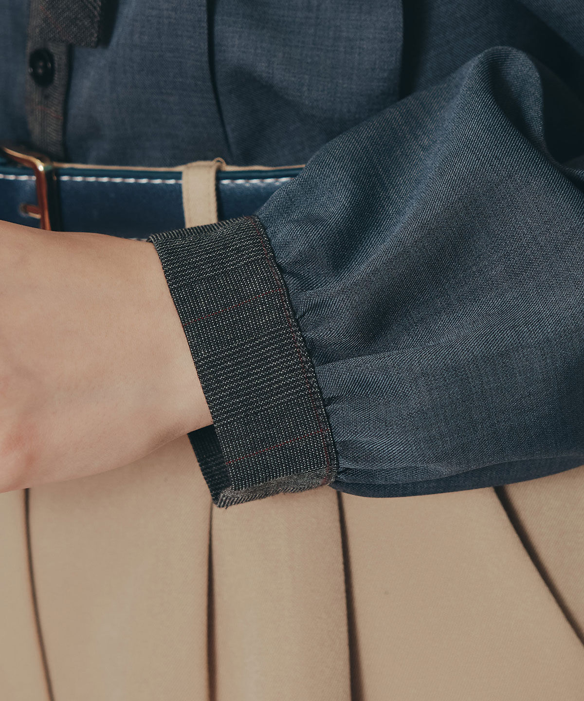 REDYAZEL「チェックバイカラーリボンタイブラウス」|シャツ・ブラウス|