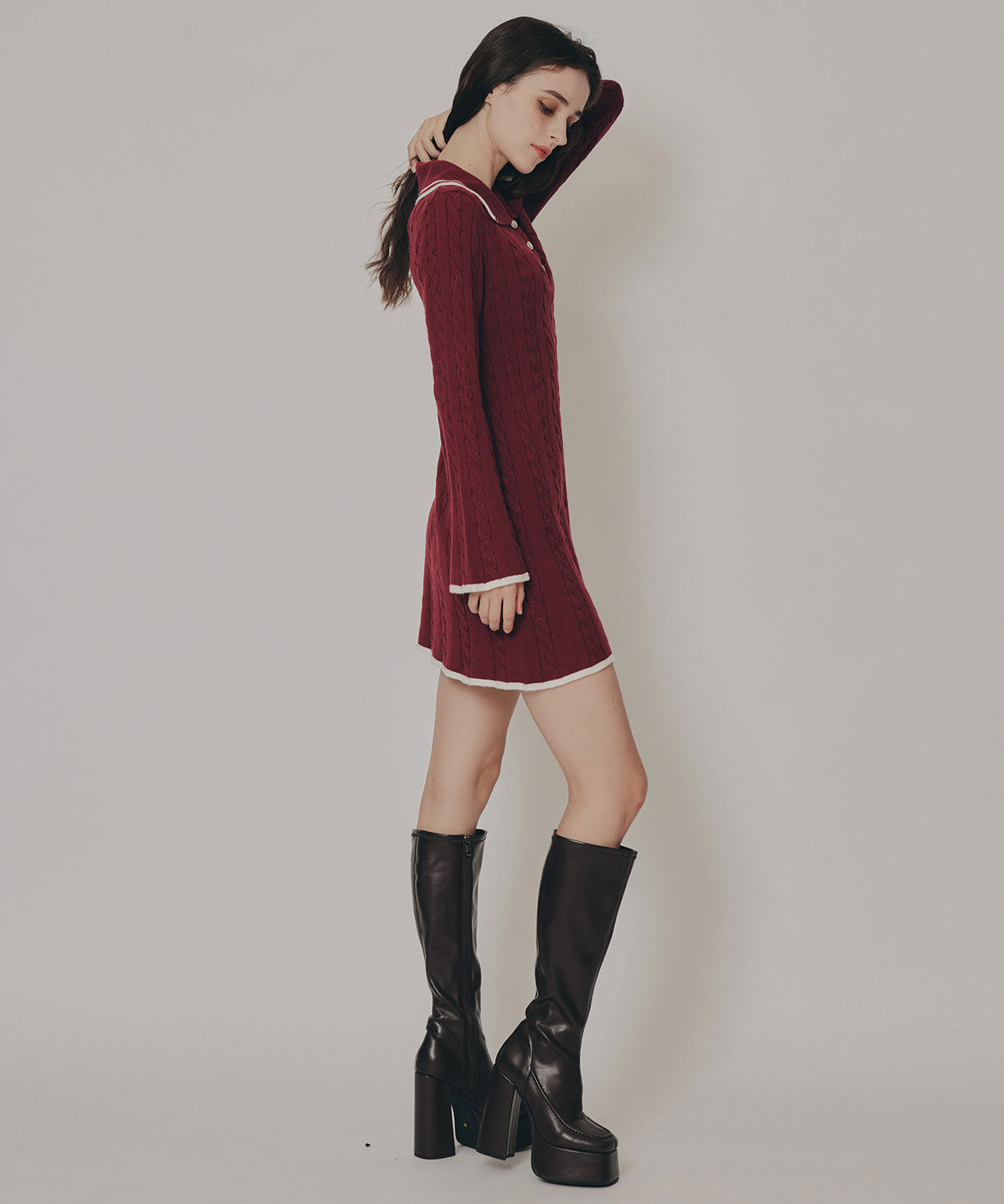 REDYAZEL「ラインケーブルミニニットワンピース」|ワンピース|