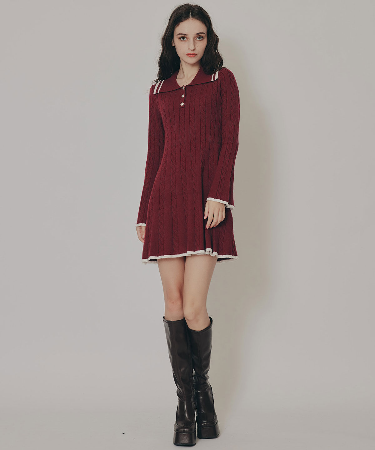 REDYAZEL「ラインケーブルミニニットワンピース」|ワンピース|