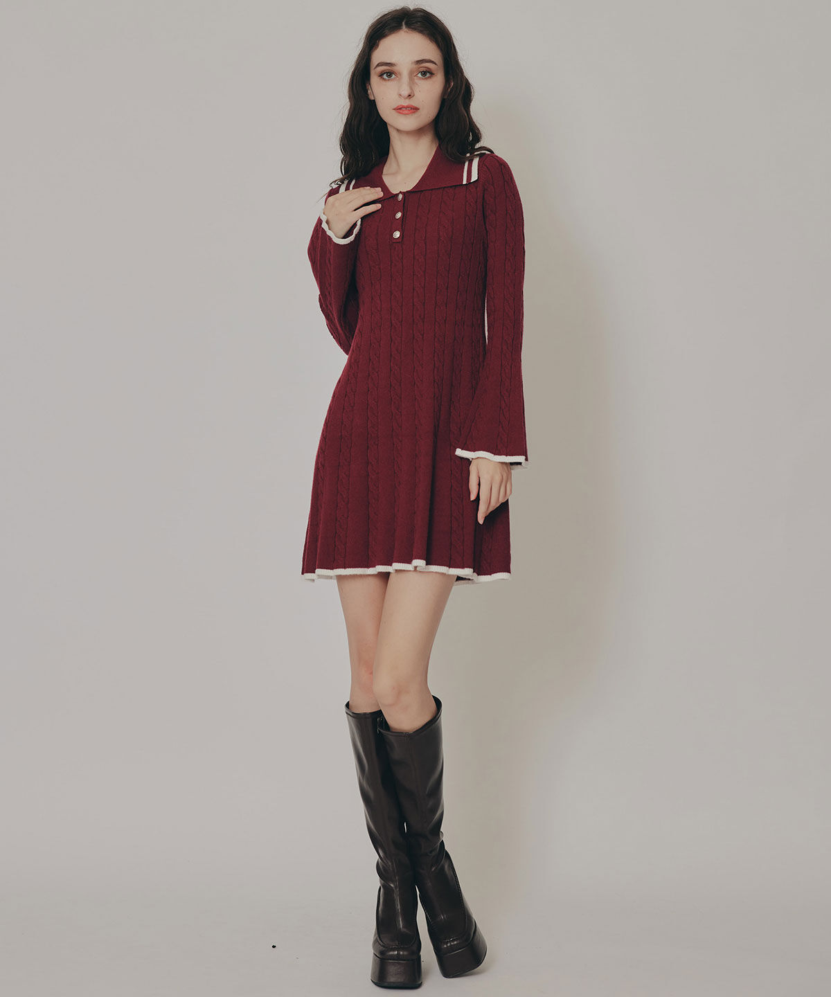 REDYAZEL「ラインケーブルミニニットワンピース」|ワンピース|