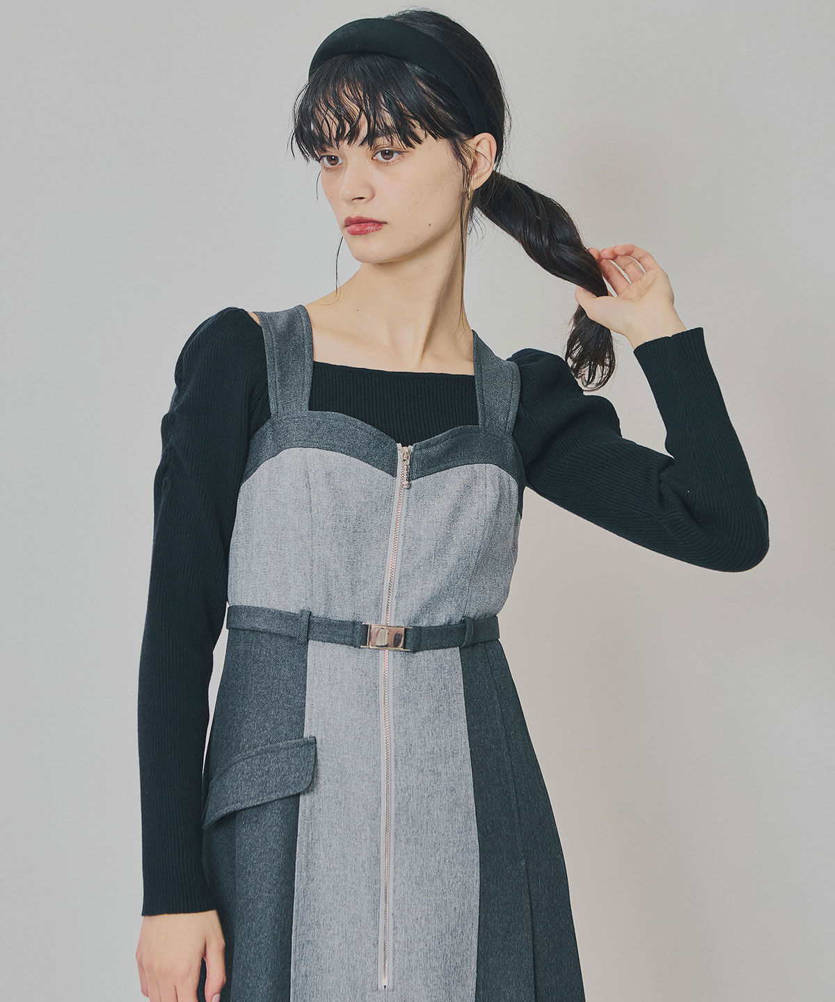 REDYAZEL「フロントジップバイカラージャンスカ」|ワンピース|