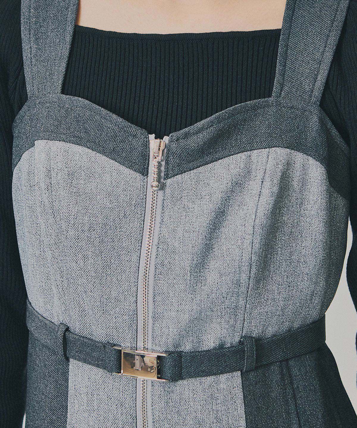 REDYAZEL「フロントジップバイカラージャンスカ」|ワンピース|